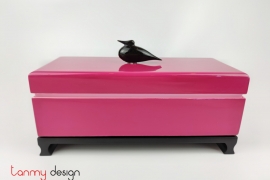 Pink rectangular box attached with small horn bird included with stand 